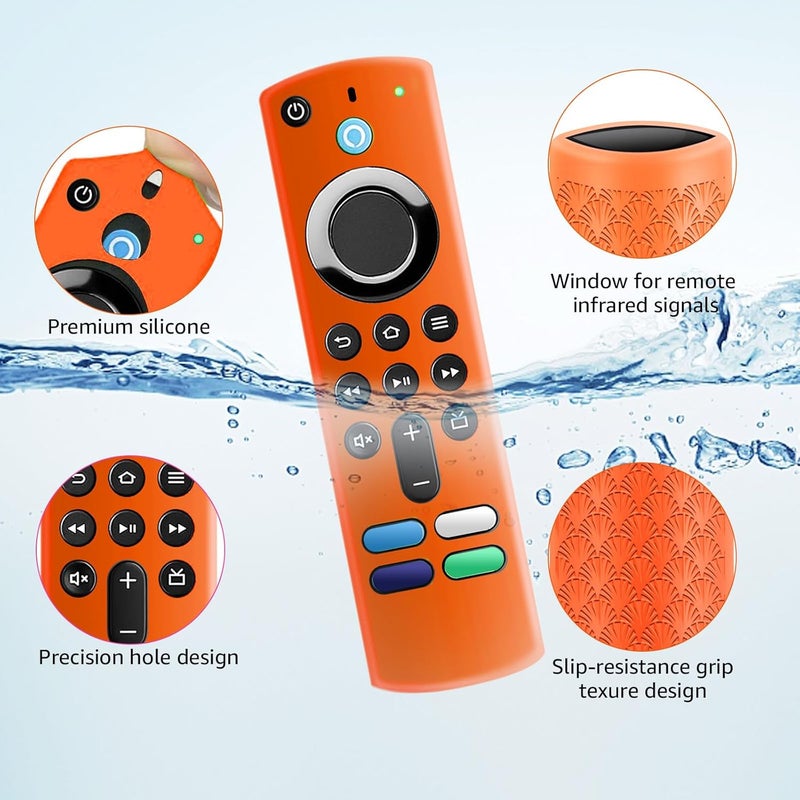 OneBom (2 Pack) Silicone Protective Remote Cover, Anti-Slip Remote Control Case with Black Lanyard(Glow Green⫬ Glow Orange) - Image 3